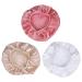 3 pieces satin sleeping cap bonnet cap rubber band Broadband Night hat silky hair cover for sleeping sleep headgear for the journey home (white pink)