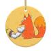 YYHHAOFA Sunflower Seeds and Foxes Prints Christmas Ceramic Round Pendant Decoration - Festive Hanging Ornament for Stores and Homes -2.9 in