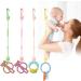 Vicloon Silicone Toy Clip 4Pcs - Adjustable Safety Straps for Pacifiers, Sippy Cups, and Toys - Food Grade Silicone - Anti-Drop Chain - Yellow/Blue/Pink/Apricot - Buy Online on GoSupps.com