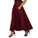 Sanahy Women's Ankle Length High Waist A-line Flowy Long Maxi Skirt with Pockets A-Line Patchork Big Hem Solid Beach Maxi Skirt L Red