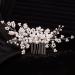 Teyglen Flower Bride Wedding Hair Comb Bridal Pearl Crystal Hair Side Comb Floral Rhinestone Hair Pieces for Bride Headpieces Hair Accessories for Women Girls
