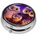 Cute Owl Family Portable Metal Pill Box - Round Mini 3-Compartment with Hinged Fastening | Travel Essential for Small Pills - International Shipping Available - Buy Online on GoSupps.com