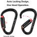 25kN UIAA Certified Auto Locking Carabiner - Heavy Duty Climbing Equipment for Hammocks, Rescue, Dog Leash - Black (4PCS) - Buy Online on GoSupps.com