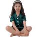 SWOMOG Kids Silk Pyjamas Set - Short Sleeve Button-Down Satin PJs for Boys and Girls, Silky Nightwear for Children and Teens (Ages 4-16), Dark Green - 8-9 Years - Buy Online on GoSupps.com