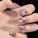 Pink Metallic Fake Nails Short Full Cover Mirror Salon False Nail Art Tips for Women Decoration Metallic pink