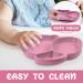 Vicloon Silicone Baby Plate with Suction | Divided Non-Slip Toddler Plate | Self Feeding Training | Includes Spoon and Fork | Ideal for High Chairs and Tables | Pink - Buy Online on GoSupps.com