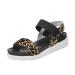 HSYHKDSY ENTIREFACE flat sandals for women leopard patterns elastic straps open toe section casual sandals slingback women's summer shoes vacation S42952 Brown 6 UK