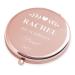 Maverton folding mirror with engraving - round - double mirror - regular + with enlargement - personalized make -up mirror - travel mirror for handbags - gift for women - rose gold - bride
