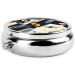 Cute Artistic Cat Portable Metal Pill Box | 3-Compartment Travel Storage | Mini Round Design for Small Pills | Hinged Fastening | Black - Buy Online on GoSupps.com