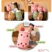 Hpory Bubble Tea Plush Pillow - Boba Milk Tea Cup Soft Toy with Strawberries - Pink 50cm - Buy Online on GoSupps.com