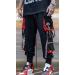 Men's Punk Cargo Baggy Techwear Joggers | Hip Hop Harem Streetwear | Tactical Track Pants - Black (Medium) - Buy Online on GoSupps.com