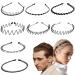 8 Pieces Metal Headband for Men Adjustable Wavy Balck Hair Band Unisex Non-slip Hair Hoop for Home  Outdoor  Sports and Yoga Accessories