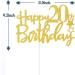 Tenhaisi Gilttery Gold Happy 20th Birthday Cake Topper 20th Cake Topper Cheers to 20 Birthday Party Decoration Adults Party Decoration - Buy Online on GoSupps.com