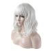 DAOTS 14 Inches Curly Wigs with Bangs for Women Girls Heat Resistant Synthetic Hair Wig (Silver White) 14 Inch (Pack of 1) Silver White