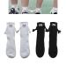 INHLUGLK Magnetic Hand Holding Socks Couple Holding Hands Socks Funny Mid-Tube Socks Magnetic 3D Doll Socks (White+Black)