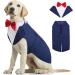 Kuoser Dog Smoking Suit & Bandana Set Pet Fomal Clothes Dogs Mantel with Removable Flying Dog Suit Puppy Costume Shirt For Wedding Halloween Birthday Party S-XXL XL Recare length: 51 cm Blue