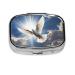 Dove Sky Printing 2 Compartment Small Pill Case Cute Small Pill Box Purse Pill Boxs Travel Pill Organizer for Pocket Purse and Travel Gifts