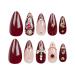 Shop Medium Press on Nails - Almond Acrylic Nails with Gold Burgundy French Tips & 3D Charms - Perfect Glue on Nails for Women - Buy Online on GoSupps.com