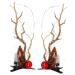 minkissy 2 Pairs Luminous Antler Hair Clip Reindeer Ears Clips Christmas Hair Antlers Clips Xmas Deer Antler Hair Barrettes Reindeer Antlers Xmas Hairpins Summer Non-woven Fabric Ear Clip