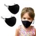 PURIAN Kids Black Face Mask Reusable with Adjustable Ear Straps Premium Multilayer Cotton Fabric Fits Kids to Teens | S