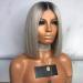 Short Lace Front Dark Grey Bob Wig - Human Hair Straight Bob Medium Cap Bleached - Buy Online on GoSupps.com