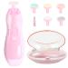 Baby Nail File 6 in 1 Safety Cutter Trimmer Clipper with LED Front Light - Safe and Quiet Baby Nail Trimmer for Newborn Toddler Toes and Fingernails Trim and Polish (Pink)