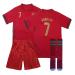 Msteco Portugal Soccer Legend #7 Jersey Fan Kids Unisex Jersey/Shorts Youth Sizes Portugal Home 11-12 Years