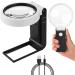 Anourney Magnifying Glass 15X 35X with Light and Stand, Handheld Standing LED Illuminated Magnifier, Folding Reading Magnifying Glass with for Seniors Read, Coins, Stamps, Map, Jewelry, Close Work 80MM