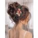 IYOU Bridal Wedding Hair Comb Flower Red Bride Headpiece Crystal Baroque Guest Hair Accessories for Women - Buy Online on GoSupps.com