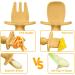 Vicloon Baby Fork and Spoon Set - 4Pcs Silicone Self Feeding Utensil for Easy Grip | Toddler Cutlery Kit for Infant & Children | First Led Training & Weaning Spoons - Apricot Yellow - Buy Online on GoSupps.com