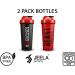 JEELA SPORTS 2 Pack Protein Shaker Bottles - 24 Oz Blender Shaker Cups with Shake Ball - Dishwasher Safe, Ideal for Protein Mixes, Pre & Post Workout Shakes - Gym Red/Black - Buy Online on GoSupps.com