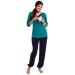 Zeta Ville - Women's Maternity Breastfeeding Layered Pyjamas Pregnancy - 060c 8 Aqua & Navy