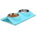 UPSKY Double Dog Cat Bowls Premium Stainless Steel Pet Bowls No-Spill Resin Station, Food Water Feeder Cats Small Dogs sky blue