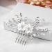 Unicra Bride Wedding Hair Comb Silver Flower Headpiece Crystal Bridal Hair Accessories for Women and Girls