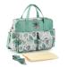 Kamay's Multifunctional Waterproof Mummy Shoulder Diaper Bag Chic Nappy Changing Bag Tote/Messenger Style Large Lightweight High-density Glossy Nylon Fabric with Changing Mat (Tender Green Leaves)