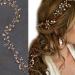 Casdre Pearl Bride Wedding Hair Vine Long Rhinestone Bridal Headpiece Headband Hair Accessories for Women and Girls (B Gold)