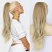 Aikaa long braid ponytail hair extension with cord strain long smooth wavy natural hair ponytail extensions brown with blond for women 65cm 27/613#