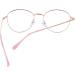 Joxigo Retro Round Metal Frame Computer Glasses Anti-Blue Light UV Protection No Strength Pink Gold with Case - Buy Online on GoSupps.com