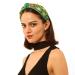 QTMY Rhinestone Crystal Wide Headband Knot Turban - Green | Fashion Hair Accessory for Women & Girls - Buy Online on GoSupps.com