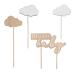 Ginger Ray Wooden Gender Neutral Hello Baby and Clouds Baby Shower Cake Topper