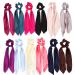 Chiffon Bowknot Hair Hair tie vintage floral scarf hair tie Hair tie ponytail holder with dabs hair accessories ropes for women (12 pack)