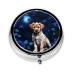 Puppy Blue Roseround Pill Box 3 Compartment Round Pill Box Organizer #Portable Travel Pill Box for Traveling.