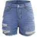 Napoo Women's High Waisted Ripped Denim Shorts - Blue, Medium - Buy Online on GoSupps.com