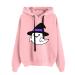 Halloween Costumes Sleeve Halloween Print Hoodie Stylish Loose Top Plus Size Tunic Hoodie Pink XX-Large
