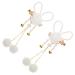 Amosfun 1 Pair Bunny Hairpin Kids Decor Baby Decor Rabbit Ear Headbands Plush Hairpins Pearl Hair Ties Pearl Hair Pin Retro Decor Pompom Hair Tie Vintage Metal Plush Ball Miss