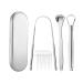 Mihify mart tongue scraper 5 PCs stainless steel tongue cleaner reusable tongue cleaner rustproof tongue brush cleaner mouth cleaning tools with 10 dental floss picks for adult children silver silver