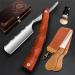Professional Straight Blade Razor Kit with Strop - Straight Edge Barber Razor Stainless Steel Sharp Shaver Razor for Men Home & Salon Grooming Using (Brown)