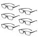 MoKo 6-Pack Reading Glasses Blue Light Blocking, Plastic Full Frame Spring Hinge Readers Lightweight Eyeglasses for Men Women (Black, 1.75) +1.75
