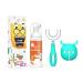 Toddler U-shaped toothbrush foam toothpaste set,Kids Silicone Toothbrush 360Oral Teeth Cleaning for Toddlers Manual Training ToothBrush 2-5 Years,Kids Foam Toothpaste with Orange Flavor(Blue) with orange toothpaste Blue