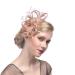 Amorar Women Fascinator Hair Clip Hat Banquet Hat Headband Feather Flower Veil Bowler Bridal Hat for Cocktail Wedding Champagne